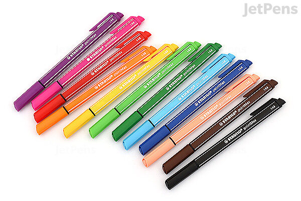  Stabilo PointMax Fineliner Pen - 0.8 mm - 12 Color Set -  Wallet