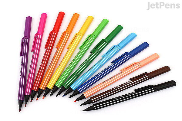 Nylon Tip Writing Pen - STABILO pointMax - Wallet of 12 - Assorted Colors