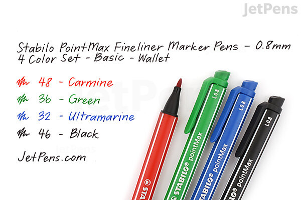 Stabilo PointMax Fineliner Pen - 0.8 mm - 4 Color Set - Basic - Wallet