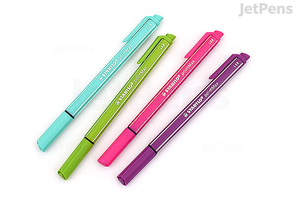 Stabilo PointMax Fineliner Pen - 0.8 mm - 4 Color Set - Bright - Wallet