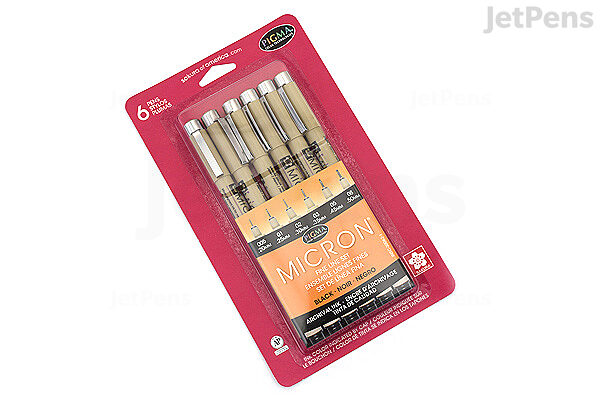 schrijven Verbergen Komkommer Sakura Pigma Micron Pen - Black - 6 Pen Set | JetPens