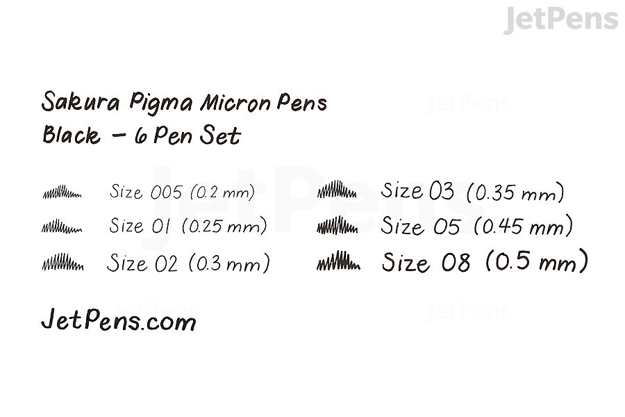Pigma Black Micron 6 Piece Set | Sakura #50058