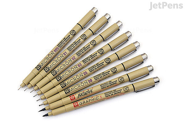 Sakura Pigma Micron Pen - Assorted Sizes - Black - 8 Pen Set - SAKURA 30067