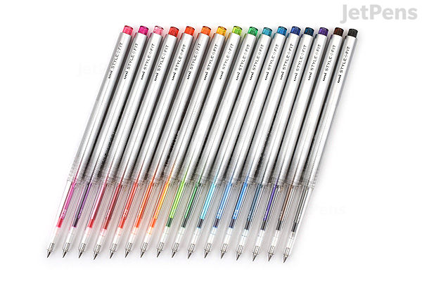 Unipen Colour Uni Style Fit Single Color Slim Gel Pen - 0.28 mm - 16 Color Bundle ...