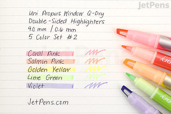 De slaapkamer schoonmaken Mortal Bewijzen Uni Propus Window Q-Dry Double-Sided Highlighter - 4.0 mm / 0.6 mm - 5  Color Set #2 | JetPens