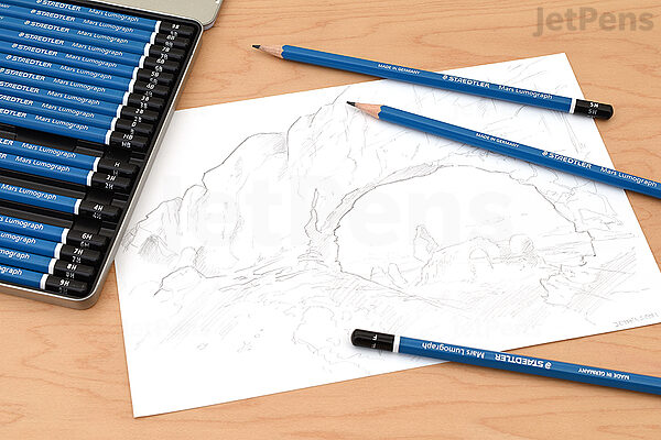 Staedtler Mars Lumograph Design & Drawing Graphite 12 Pencils + Storage Tin
