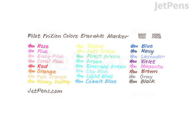 Pilot FriXion Colors Erasable Markers Writing Sample