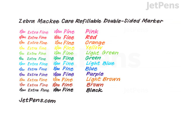 Zebra Mackee Care Double-Sided Marker Pens Writing Sample