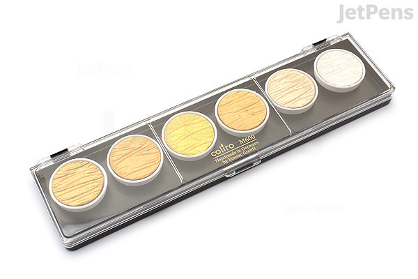 Coliro Watercolor Pearl Gold Silver 6 Color Set JetPens coliro-watercolor-pearl-gold-silver-6-color-set-jetpens