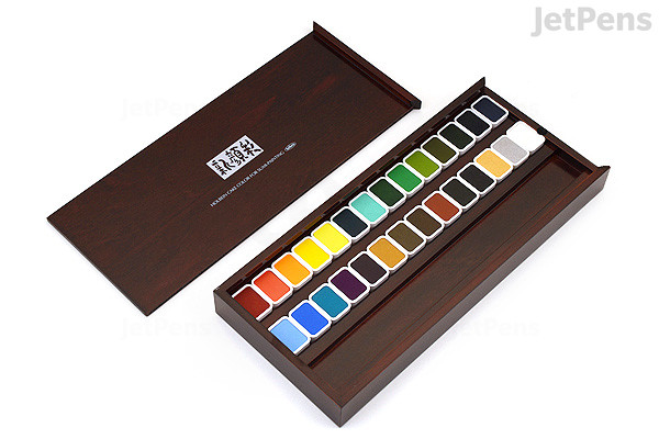Holbein Shin-Gansai Watercolor Palette - 28 Color Set | JetPens