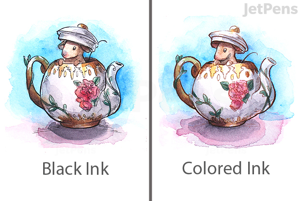 Waterproof/ water resistant fp inks with watercolor on 100% cotton wc Bee  paper - samples : r/fountainpens