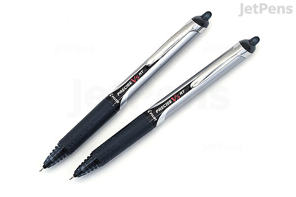 Pilot Precise V5 RT Retractable Rollerball Pen - 0.5 mm - Black - Pack of 2