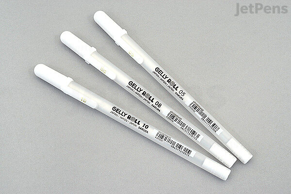 Sakura Gelly Roll Gel Pens - 05/08/10 - White - Blister of 3 +