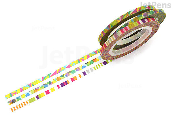 Washi Tape - Rainbow - Thin Skinny Washi - 3mm x 5 metres each - Set of 16