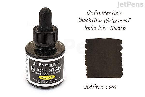Dr. Ph. Martin's Black Star Waterproof India Ink - Hicarb - 1 oz