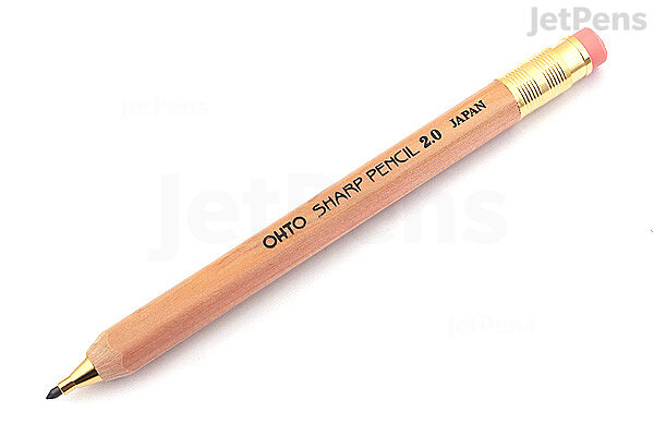  OHTO Mechanical Pencil Wood Sharp with Eraser 2.0, 2.0mm,  Natural Wood Color Body (APS-680E-Natural) : Office Products