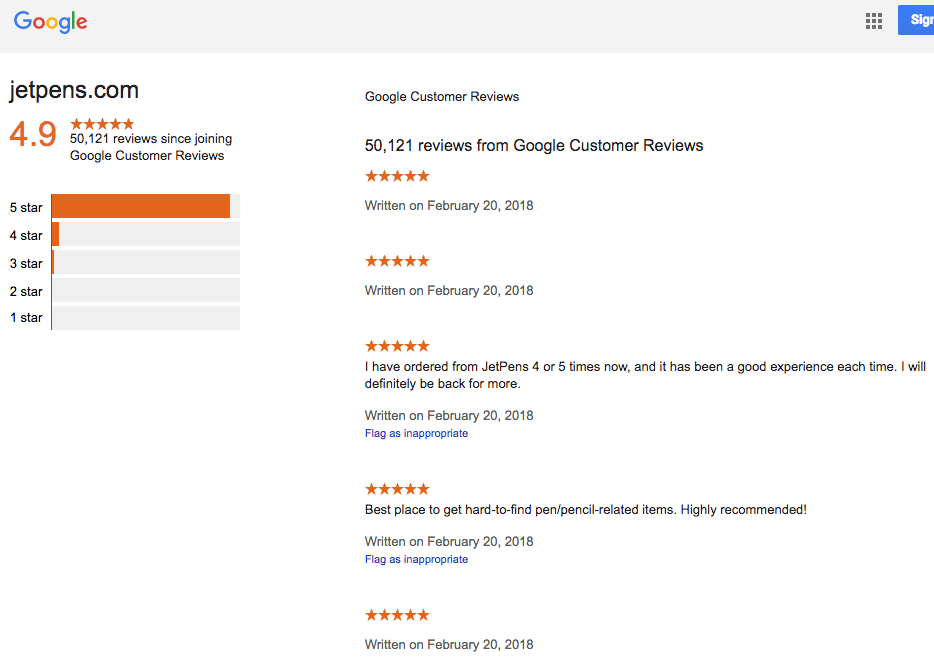 JetPens Customer Reviews Collected By Google A Vastly Superior Seller Of Stationery Supplies That You Can