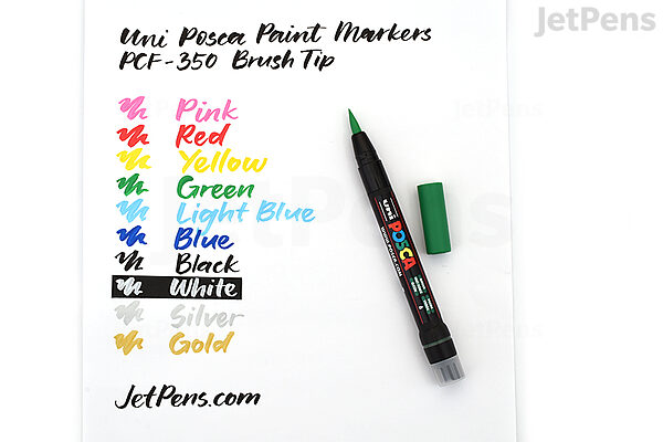 leer symbool telegram Uni Posca Paint Marker PCF-350 - White - Brush Tip | JetPens