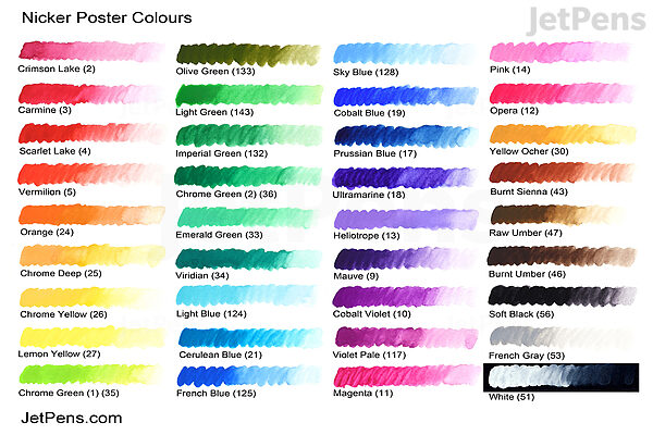 Nicker Poster Colour - 20 ml Tube - 18 Color Set | JetPens