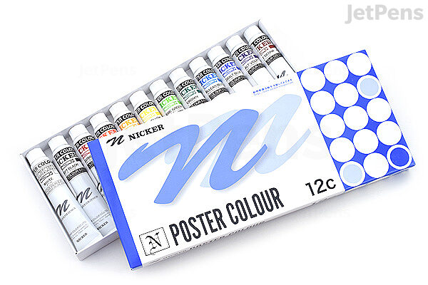Nicker watercolor paint poster color 12 color set 20ml (No. 6