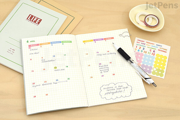 Pine Book Free Diary Washi Tape Set - Calendar - A5 Color