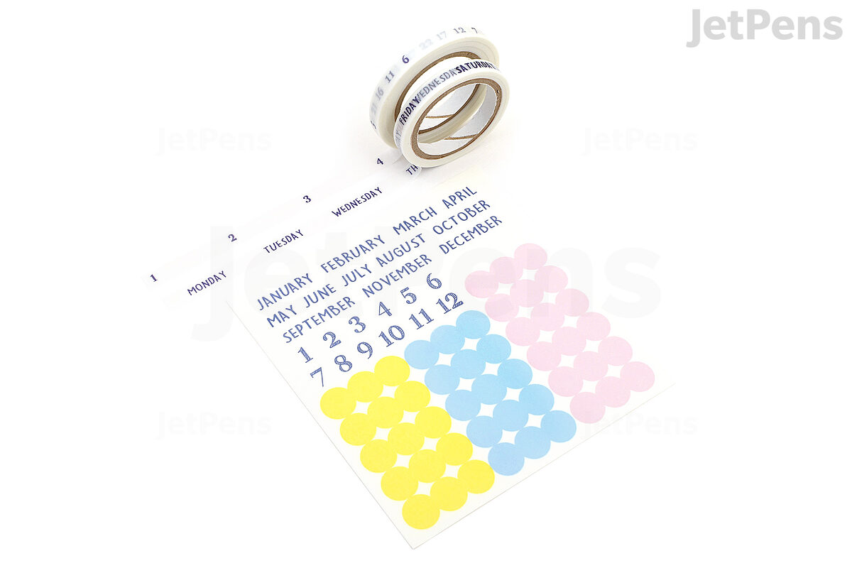 Pine Book Washi Tape - Months, Days & Dates for Planner Journal