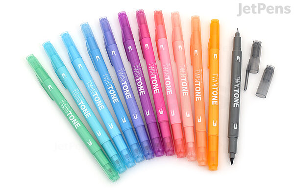 TwinTone 12-Pack Pastel Marker Set, Double-Sided Markers