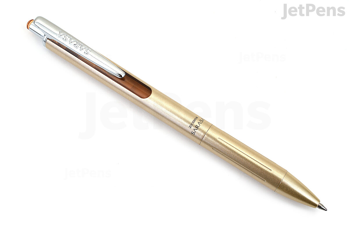 Zebra Sarasa Grand, Retractable Gel Ink Pen, Rose Gold Barrel, Medium Point,  0.7mm, Black Ink, Sold as 3 Pack 