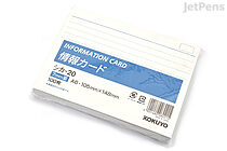 Kokuyo Information Index Cards - A6 - 10.5 x 14.8 cm - 100 Cards - KOKUYO SHIKA-20