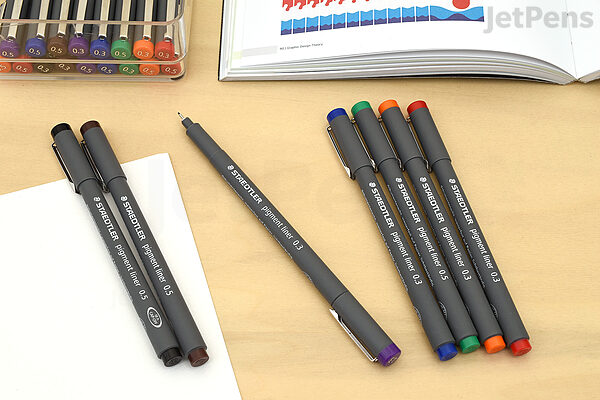 Staedtler Pigment Liner Sketch Pens Fine Point 0.5 mm Black Barrels  Assorted Inks Pack Of 6 Pens - Office Depot