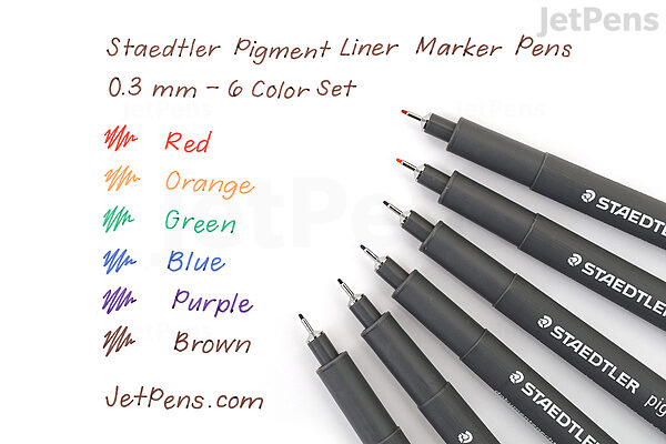 Staedtler 30803S2SB6 Pigment Liner Pens - Assorted Colours, 0.3 mm (Set of 6)