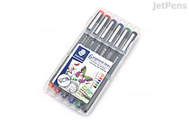 Staedtler Pigment Liner Marker Pen - 0.5 mm - 6 Basic Color Set - STAEDTLER 30805-SSB6