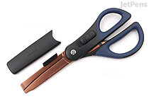 Kokuyo Hakoake 2Way Scissors + Cutter - Titanium - Black - KOKUYO HASA-PT410D