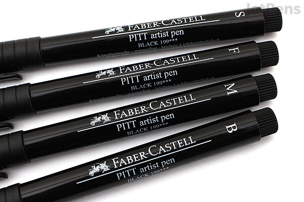 Faber-castell PITT Artist Black Pen Set of 4 Superfine, Fine, Medium &  Brush Tip Non-toxic, Smudge-proof, Waterproof, Acid-free 