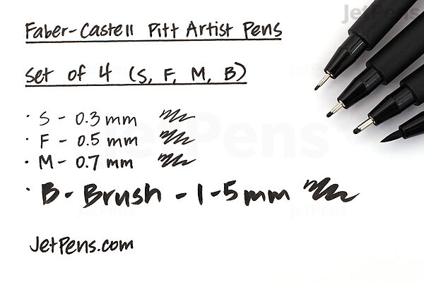 Faber-Castell : Pitt : Artists Brush Pen : Set of 4 : Manga Black