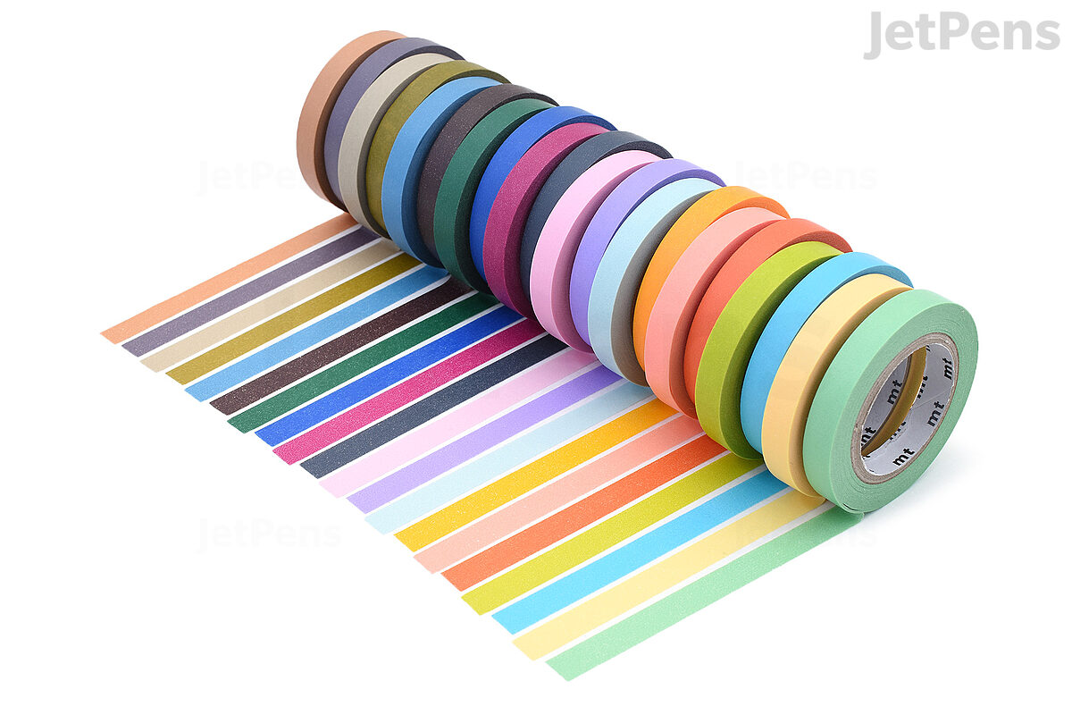 Colored Grid Washi Tape Set - 18 Rolls Aesthetic Washi Masking Tapes for  Adhesive School/Party Supplies, Bullet Journal, DIY Decor Planners