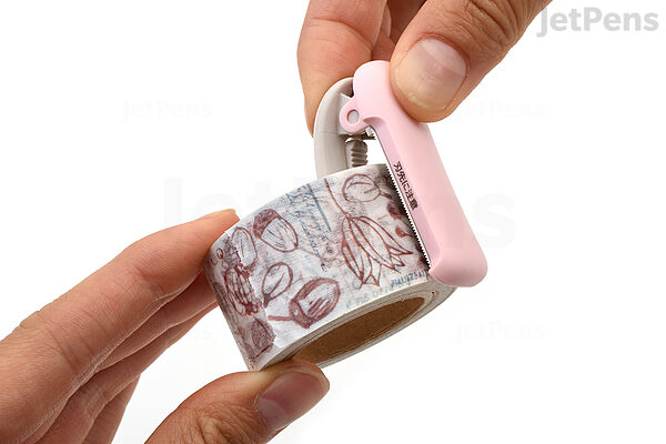 Pink Kokuyo Karu Cut Washi Tape Cutter Clip Masking Tape Dispenser Cutter  10-15 mm Light Pink
