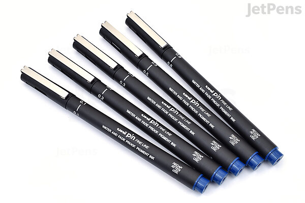 ernstig heilige Email Uni Pin Pen - Pigment Ink - Blue - Bundle of 5 Tip Sizes | JetPens
