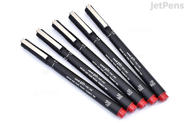 Uni Pin Pen Pigment Ink Red Bundle Of 5 Tip Sizes Jetpens<script async src=
