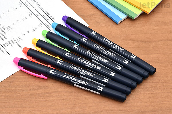 Tombow Mono Edge Dual Tip Highlighters Assorted Colors 6 Pack