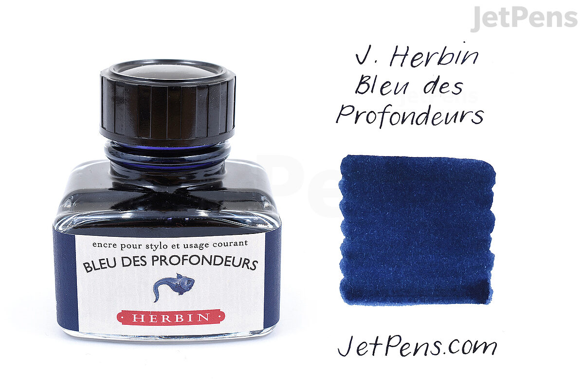 Jacques Herbin - Ref 11518T - Writing Ink for Fountain Pens & Rollerball  Pens - Bleu des Profondeurs - 10ml Bottle