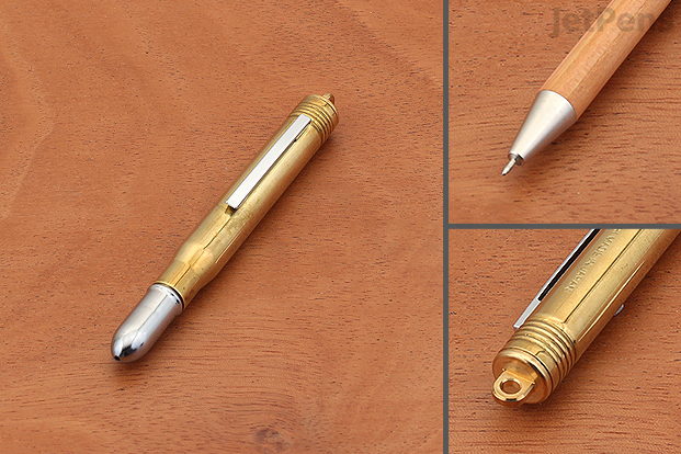 The Traveler’s Company Brass pen has a vintage-inspired design and an extra fine tip.