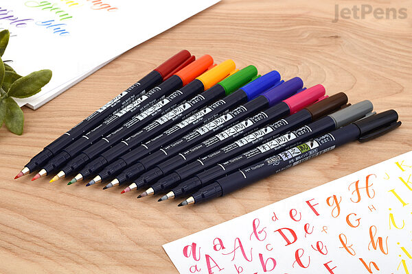 Tombow Fudenosuke Brush Pen - Hard - 10 Color Set