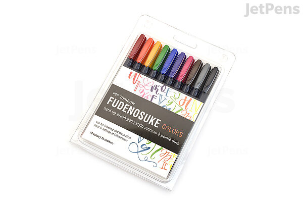 rooster sleuf Meerdere Tombow Fudenosuke Brush Pen - Hard - 10 Color Set | JetPens