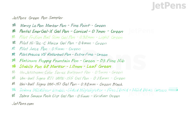JetPens Green Pen Sampler