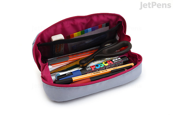 Kokuyo Shellbro Pen Case - Gray x Pink | JetPens