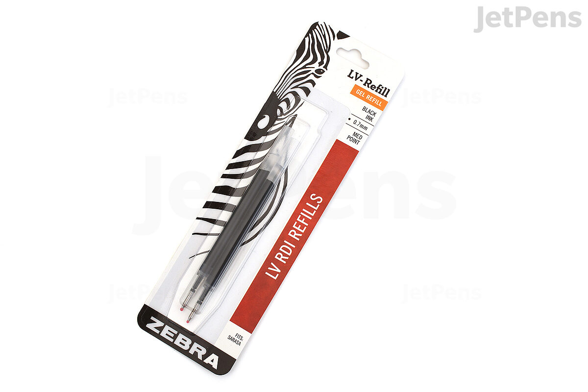 Zebra Pen LV-Refill for Gel Ink Pens, Medium Point, 0.7mm, Black Ink
