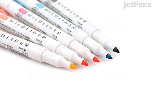 Zebra Mildliner Brush Pen and Marker Set - Double Ended - Deep and Warm - 5  set