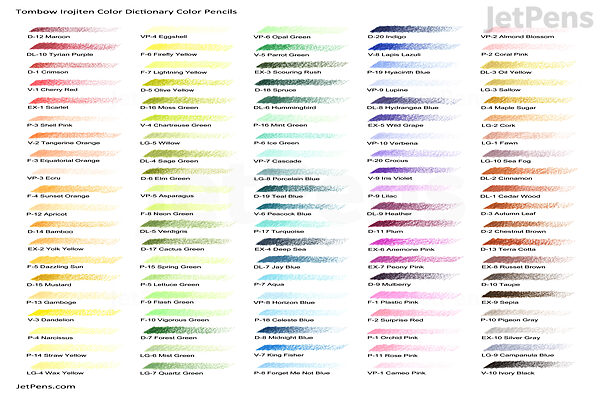 Tombow Irojiten Color Dictionary Color Pencil - 36 Color Set | JetPens