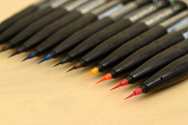 Pentel Color Brush Pen with Black Pigmented Ink Fine - Meininger Art Supply